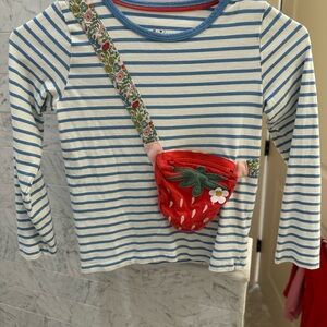 Mini Boden Blue and White Striped Shirt